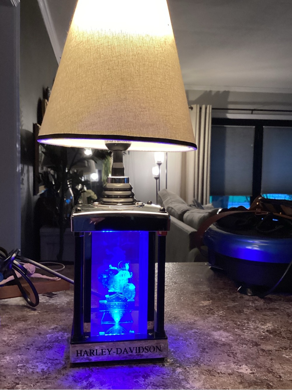 Harley-Davidson Black and Blue LED Accent Lamp with Nightlight